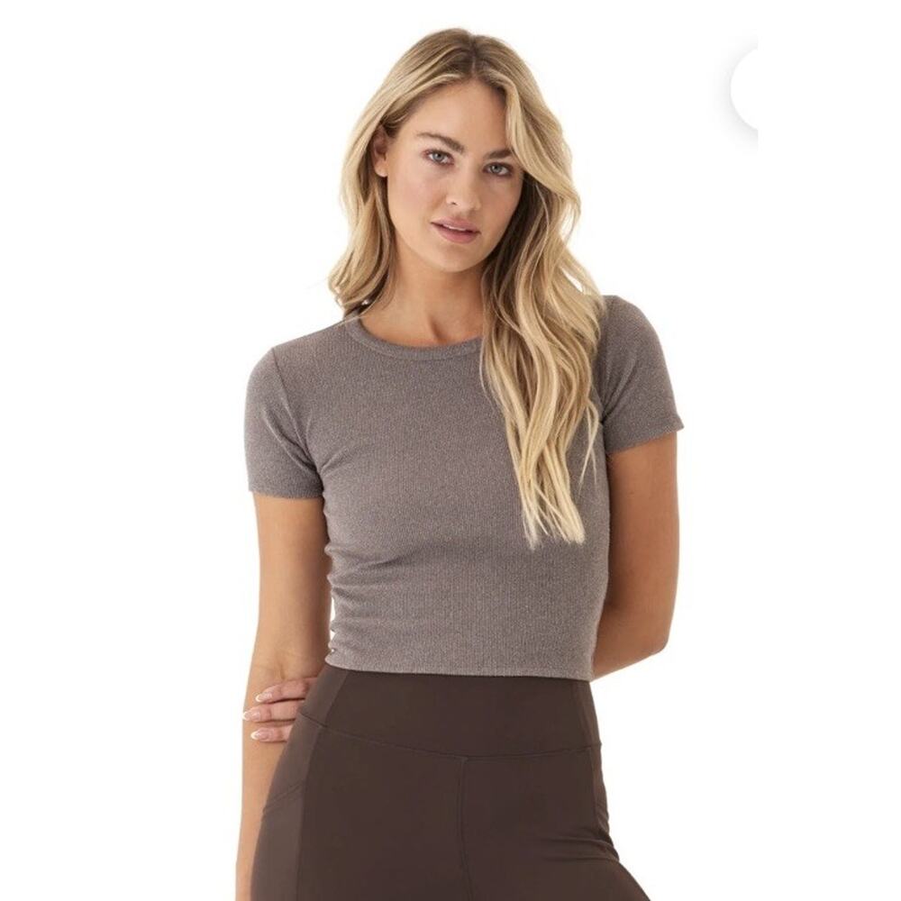 Threads 4 thought Women’s Shirt Size Medium Heather Brown T-Shirt NWOT Rib Tee